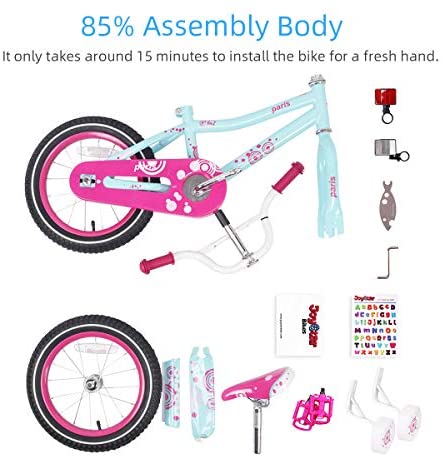 517o peuNoL. AC  - JOYSTAR Paris Girl's Bike for Ages 3-9 Years Old, Children Bike with Training Wheels for 12" 14" 16" 18" Kid's Bike, Kickstand for 18" Kids Bicycle