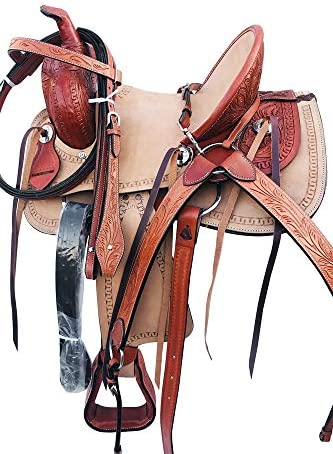 51VqyGDD2rL. AC  - Western Horse Saddle Roping Trail Pleasure Child Youth Leather Tack