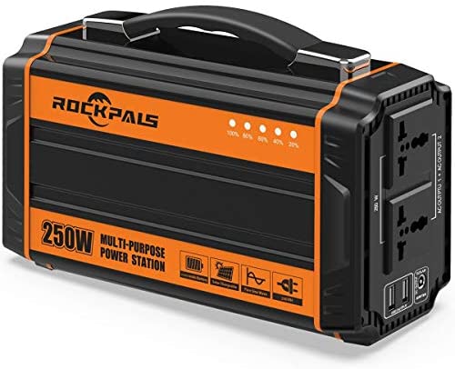51esbzVcFL. AC  - Rockpals 250-Watt Portable Generator Rechargeable Lithium Battery Pack Solar Generator with 110V AC Outlet, 12V Car, USB Output Off-grid Power Supply for CPAP Backup Camping Emergency