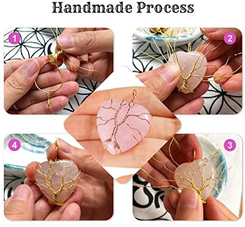 51ge+Zb7nBL. AC  - Top Plaza Natural Healing Crystals Necklace Tree of Life Wire Wrapped Stone Heart Pendant Necklaces Reiki Quartz Jewelry for Womens Girls Ladies