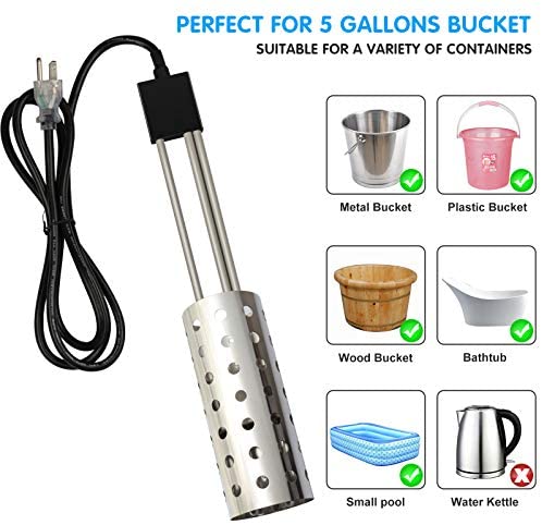 51nX8OwIDtL. AC  - Electric Portable Bucket Heater, Gesail UL-Listed Immersion Heater With 304 Stainless-steel Guard, Submersible Bucket water Heater With Thermostat and Auto Shutoff Protection