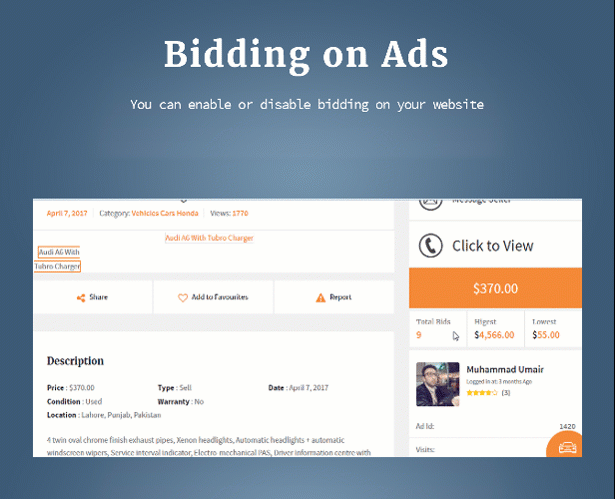 bidding new - AdForest - Classified Ads WordPress Theme