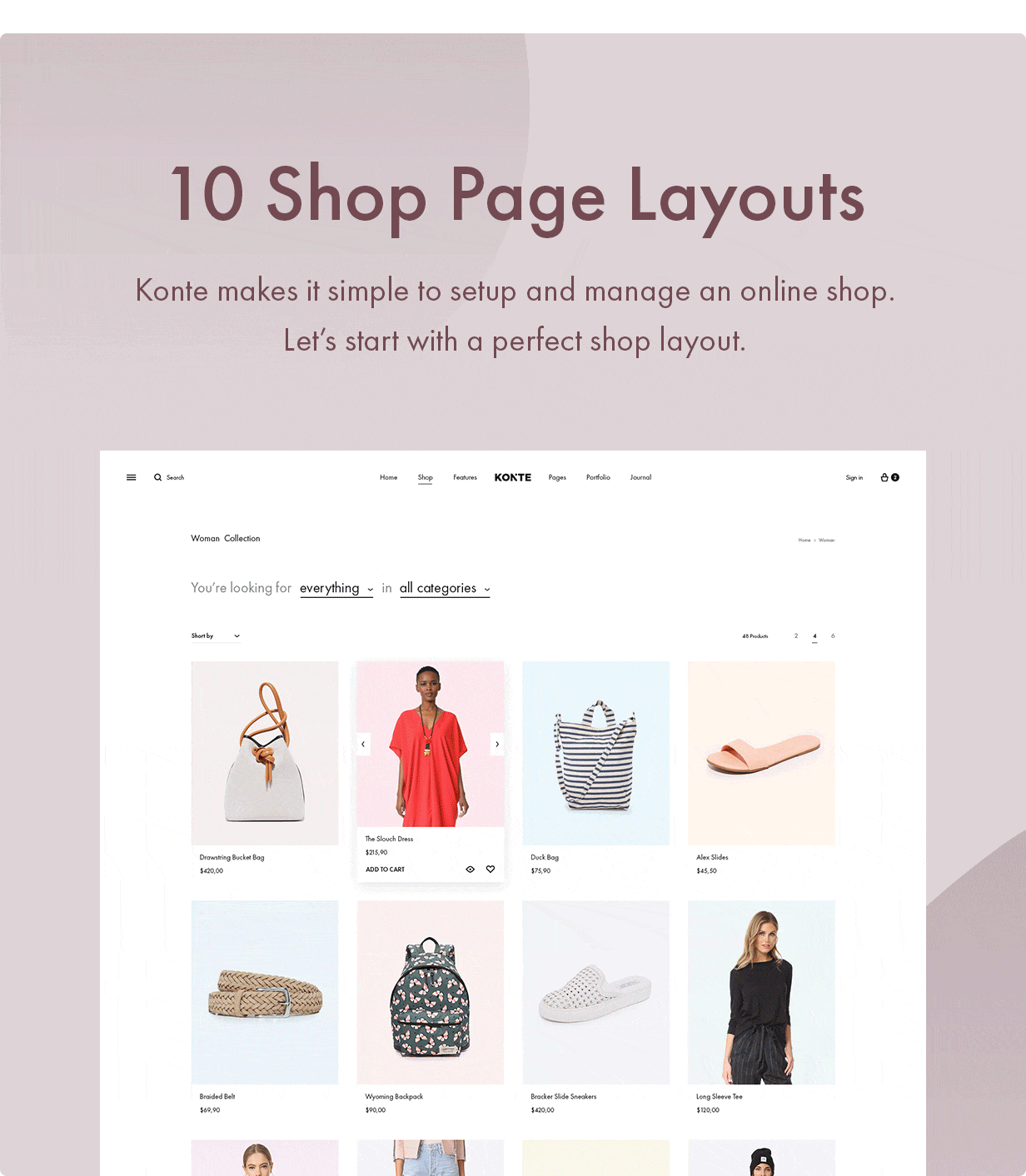 4 Shop pages - Konte - Minimal & Modern WooCommerce WordPress Theme