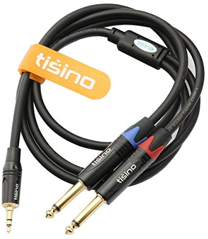 41EJ0Czdx3L. AC  - TISINO 1/8" TRS Stereo to Dual 1/4" TS Mono Y-Splitter Cable, 3.5mm Mini Jack Aux to Quarter inch 6.35mm Jack Stereo Breakout Cord - 3.3 feet