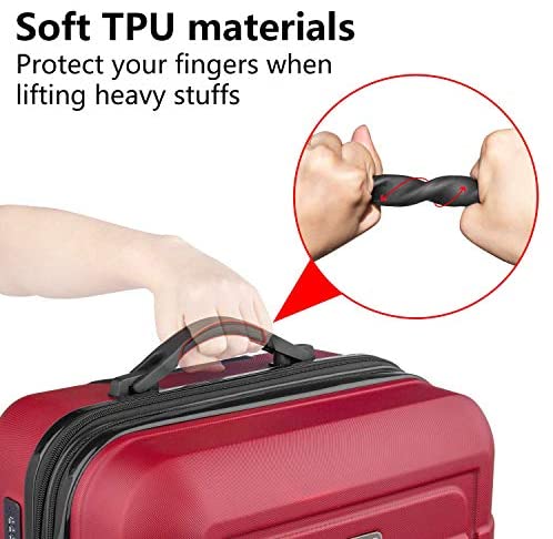 51V lVlolXL. AC  - SHOWKOO Luggage Sets Expandable PC+ABS Durable Suitcase Double Wheels TSA Lock Red Wine