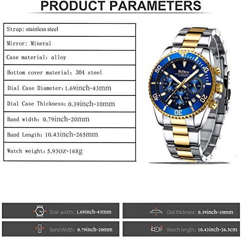 51atEhwdudL. AC  - Mens Watches Chronograph Stainless Steel Waterproof Date Analog Quartz Fashion Business Wrist Watches for Men