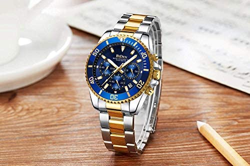 51nQIJDRTgL. AC  - Mens Watches Chronograph Stainless Steel Waterproof Date Analog Quartz Fashion Business Wrist Watches for Men