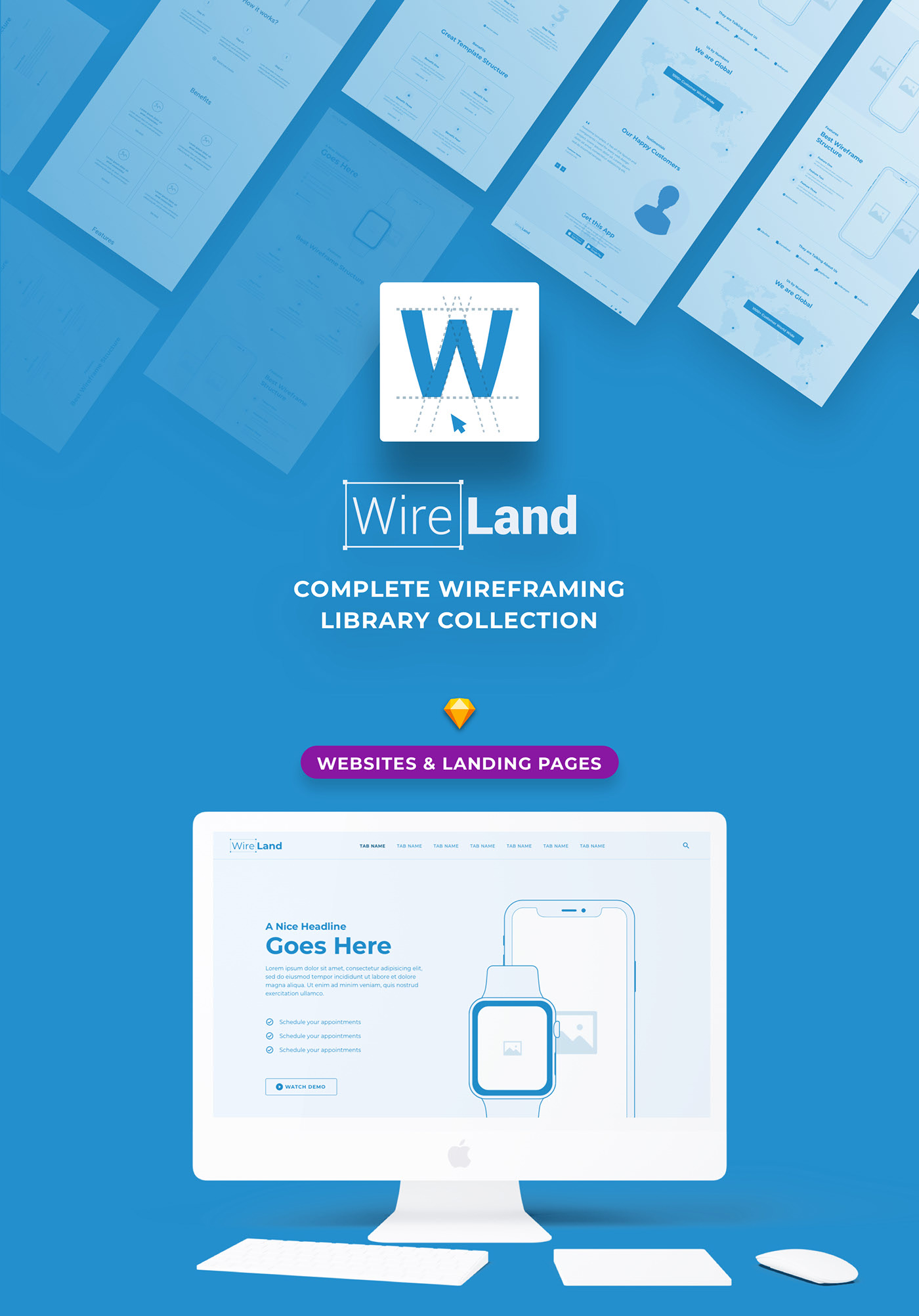 Wireland - Wireframe Library for Web Design Projects - Sketch Template - 1