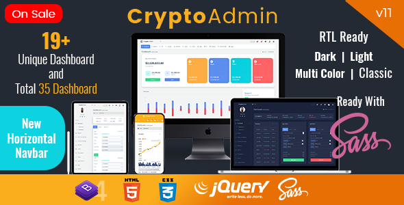 Crypto Admin – Responsive Cryptocurrency HTML Templates + Bitcoin Dashboards + ICO