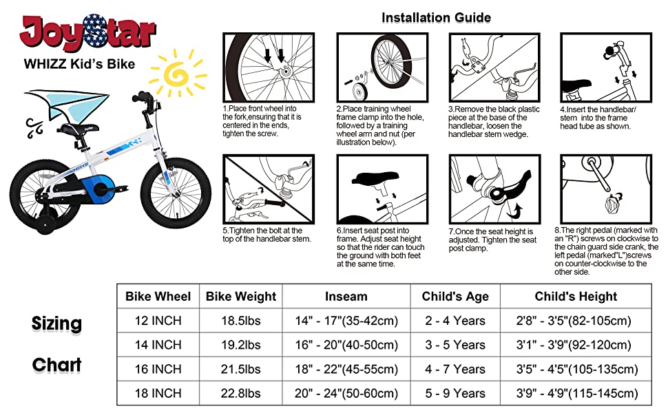 c041da1f 765a 4636 803b 8f0cbbe8b32e.  CR0,0,1920,1188 PT0 SX970 V1    - JOYSTAR Whizz Kids Bike with Training Wheels for Ages 2-9 Years Old Boys and Girls, 12 14 16 18 Toddler Bike with Handbrake for Children