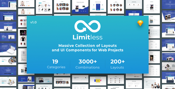 01 Template Preview.  large preview - Limitless - Massive set of layouts and UI components for Sketch