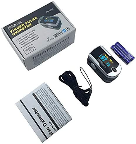 412l9v1gWOL. AC  - Santamedical Generation 2 Fingertip Pulse Oximeter Oximetry Blood Oxygen Saturation Monitor with Batteries and Lanyard
