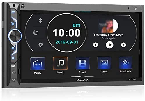 41vaUlUXqBL. AC  - 7 inch Double Din Digital Media Car Stereo Receiver,aboutBit Bluetooth 5.0 Touch Screen Car Radio MP5 Player Support Rear/Front-View Camera, AM/FM/MP3/USB/Subwoofer,Aux Input,Mirror Link