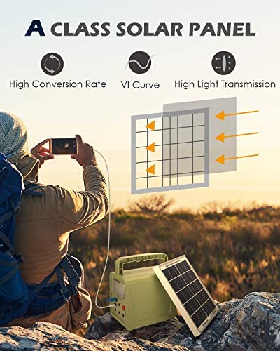 518y+54C5KL. AC  - WAWUI Portable Power Station, Solar Generator with Solar Panel & Flashlights for Home Emergency Backup Power, Camping Lights with Battery, USB DC Outlets, for Travelling Fishing Hunting (42Wh)