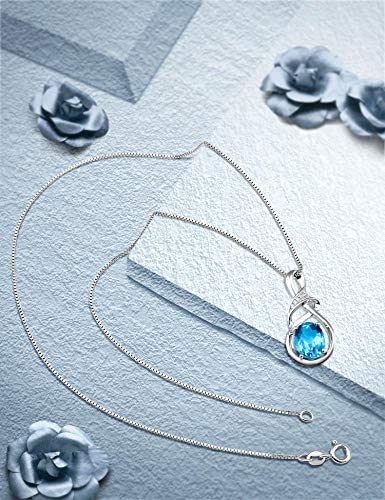 51B6vXCoDjL. AC  - HXZZ Fine Jewelry Natural Gemstone Gifts for Women Sterling Silver Swiss Blue Topaz Amethyst Citrine Pendant Necklace
