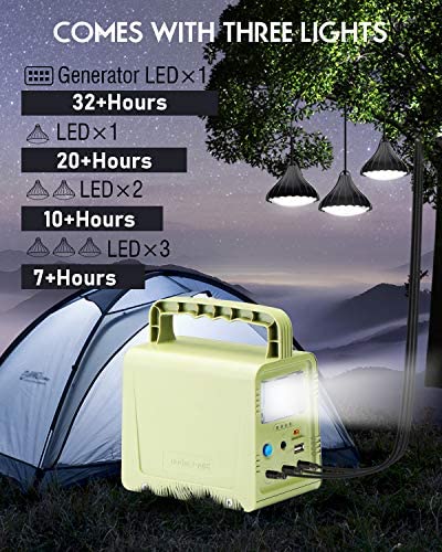 51qYoNZM7yL. AC  - WAWUI Portable Power Station, Solar Generator with Solar Panel & Flashlights for Home Emergency Backup Power, Camping Lights with Battery, USB DC Outlets, for Travelling Fishing Hunting (42Wh)