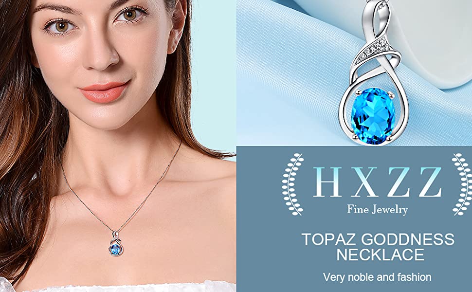 Swiss blue topaz pendant necklace