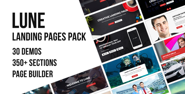 lune preview.  large preview - LUNE HTML5 Landing Pages Pack with Page Builder
