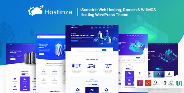 00 preview.  large preview - Hostinza - Isometric Domain & Whmcs Web Hosting WordPress Theme