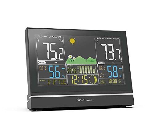 1616715792 41ybzIBOkFL 500x445 - Wittime Latest 2076 Weather Station, Wireless Indoor Outdoor Thermometer, High Precision Temperature and Humidity, Weather Forecast and Barometer, Calendar with Moon Phase, 7.5-inch HD Large Screen