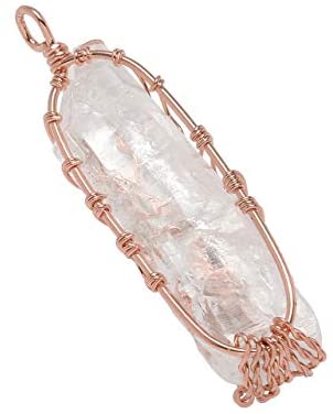 413uCS7BaFL. AC  - Top Plaza Natural Raw Stone Healing Crystal Necklace Silver Tree of Life Wire Wrapped Clear Quartz Point Pendant for Womens Ladies