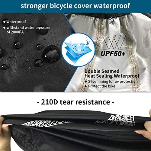515Tdy++4 L. AC  - Bike Covers Outdoor Storage Waterproof,Bicycle Cover Waterproof Outdoor,210D Tear-Proof and Double Seamed Heat Sealing Material Anti-Sun Snow and dust,Suitable for Covering Two or Three 29"Bikes.