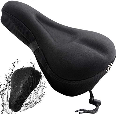 51G8lPme7PL. AC  - Mountain Bike Seat Cushion Cover Extra Soft Gel Bicycle Seat Cover, Soft Silicone Padded Bike Saddle Cover, Anti-Slip Bicycle Seat Cushion Spinning with Waterpoof&Dust Resistant Cover Outdoor Cycling