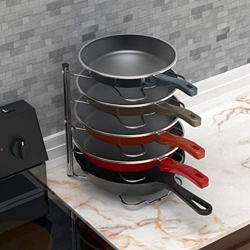 51JbaZgk7dL. AC  - SimpleHouseware Kitchen Cabinet Pantry Pan and Pot Lid Organizer Rack Holder, Chrome