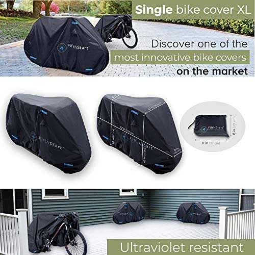 51rRfYw775L. AC  - Ripstop Bike Cover with Waterproof Rating of 1500mm. This Bicycle Cover Waterproof Outdoor is 210D Double Stitched Webbing Strap and Unique Breathe Valves