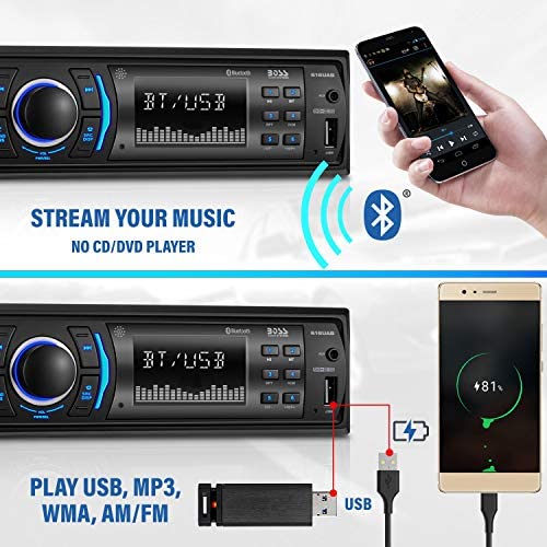 51xrX0m5HTL. AC  - BOSS Audio Systems 616UAB Multimedia Car Stereo - Single Din LCD Bluetooth Audio and Hands-Free Calling, Built-in Microphone, MP3/USB, Aux-in, AM/FM Radio Receiver