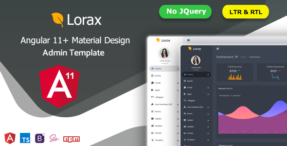 Lorax – Angular 11+ Material Design Admin Template