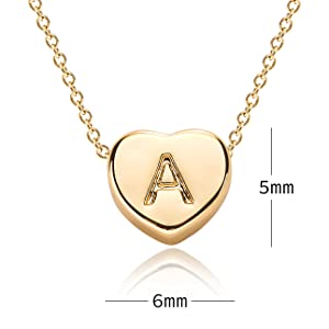 Tiny Gold Initial Heart Necklace Choker Dainty Chain Simple Personalized Jewelry Gift Women Letter