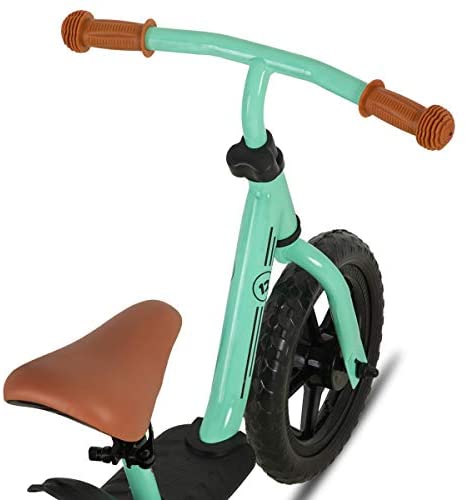 41A29aeM+TL. AC  - JOYSTAR 10"/12" Kids Balance Bike with Footrest for Girls & Boys, Ages 18 Months to 5 Years, Toddler Push Bike with Airless Tire and Adjustable Seat Height (Black Blue Green Pink)