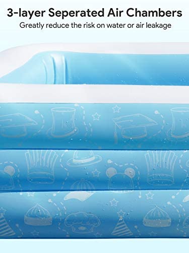 41bRaaNrt+L. AC  - Large Inflatable Pool, Inflatable Swimming Pools 118” x 73” x 20” Kiddie Pool Blow Up Pool Family Swimming Pool for Kids, Adults, Babies, Toddlers, Outdoor, Garden, Backyard