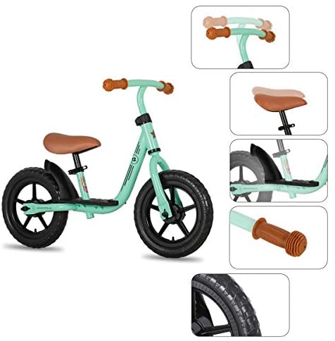 41nxBHR1W1L. AC  - JOYSTAR 10"/12" Kids Balance Bike with Footrest for Girls & Boys, Ages 18 Months to 5 Years, Toddler Push Bike with Airless Tire and Adjustable Seat Height (Black Blue Green Pink)
