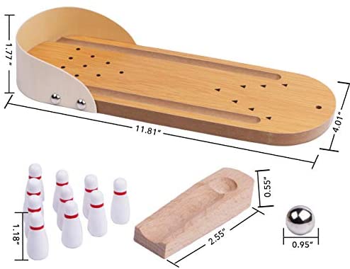 41q7q2Xi7GL. AC  - Desktop Mini Bowling Game Set - Unique Novelty Office Desk Toys - Funny White Elephant Gag Gifts - Wooden Table Top Fun Family Board Games for Kids Adults Men - Finger Sports Cute Stocking Stuffers