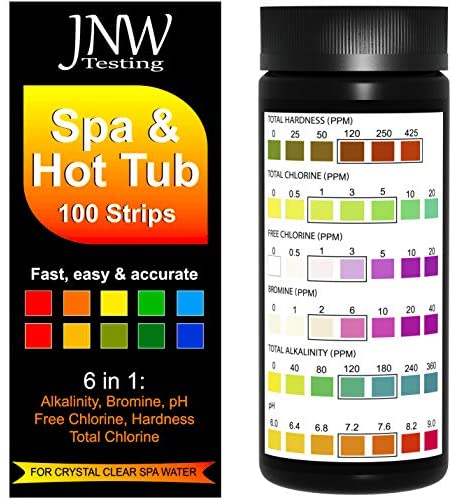 51Y6xaJ5aRL. AC  - JNW Direct Spa Test Strips for Hot Tubs - 100 Count, Best Kit for Accurate Water Quality Testing at Home, 6 in 1 Hot Tub Testing Strips
