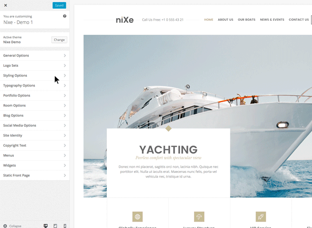 customizer - Nixe | Hotel, Travel and Holiday WordPress Theme