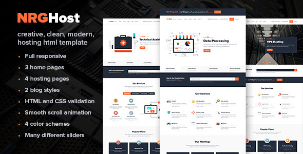 NRGHost – Flat Web Hosting Template + WHMCS