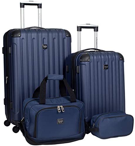 Travelers Club Midtown Hardside 4-Piece Luggage Travel Set, Navy Blue