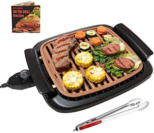1622195948 51CHaIdxiOL. AC  - Nonstick Electric Indoor Smokeless Grill - Portable BBQ Grills with Recipes, Fast Heating, Adjustable Thermostat, Easy to Clean, 16" x 11" Tabletop Square Grill with Oil Drip Pan