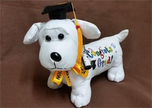 417YemHxvgL - Graduation Autograph Stuffed Dog w/ Pen, "Congrats Grad!" (Black) 12"