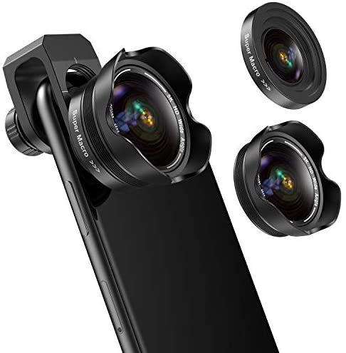 Phone Camera Lens, 5K HD 2 in 1 120° Wide Angle Lens, 20X Macro Lens,Clip-On Phone Lens Compatible iPhone,Samsung, Most Andriod Phones No Distortion