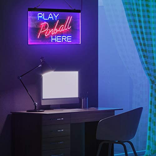 41rZ6+6LPBL. AC  - ADVPRO Pinball Room Play Here Display Game Man Cave Décor Dual Color LED Neon Sign Blue & Red 16" x 12" st6s43-i2619-br