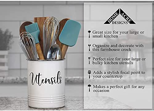 51XDYBnS4CS. AC  - Home Acre Designs Kitchen Utensil Holder for Countertop, Vintage Farmhouse Caddy for Utensils, White
