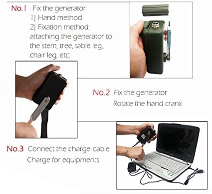 51fVBCCqgmL. AC  - Hand Crank Generator High Power Charger for Outdoor Mobile Phone Computer Charging 30W / 0-28V with USB Plug (Green Generator + DC Regulator)
