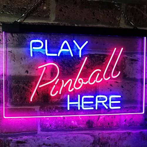 61CBdoH4f9L. AC  - ADVPRO Pinball Room Play Here Display Game Man Cave Décor Dual Color LED Neon Sign Blue & Red 16" x 12" st6s43-i2619-br