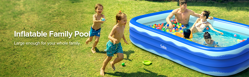 8ed8b8f8 c708 4bdb b76d c0ea63fa0a95.  CR0,0,970,300 PT0 SX970 V1    - Sable Inflatable Pool, 118 x 72.5 x 20in Rectangular Swimming Pool for Toddlers, Kids, Family, Above Ground, Backyard, Outdoor, Blue (SA-HF071)