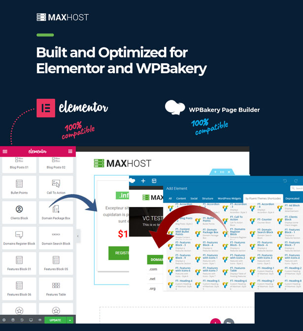 maxhost elementor and wpbakery - MaxHost - Web Hosting, WHMCS and Corporate Business WordPress Theme with WooCommerce