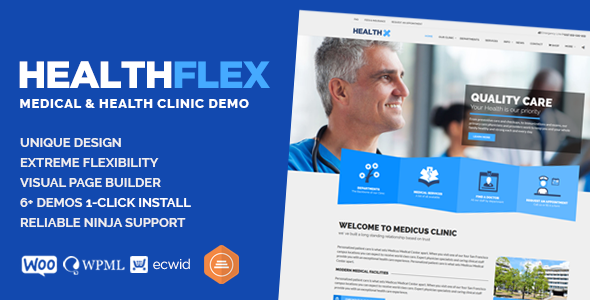 01 healthflex preview.  large preview - HEALTHFLEX - Doctor Medical Clinic & Health WordPress Theme